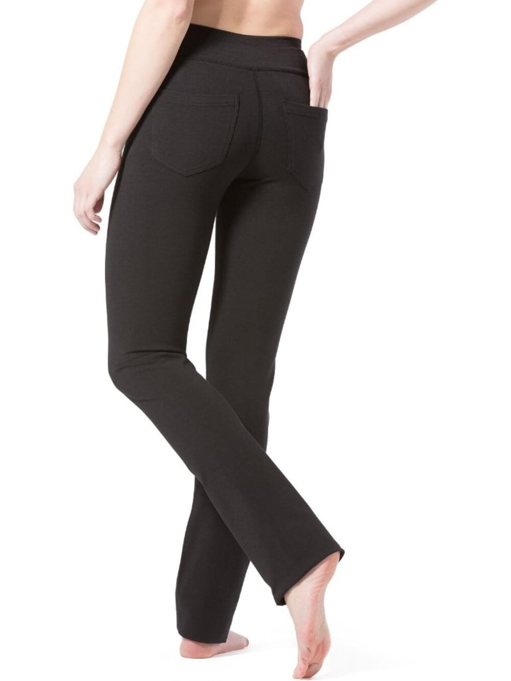 Eco-Friendly Straight Leg Yoga Pants with Back Pockets for Women - Comfortable